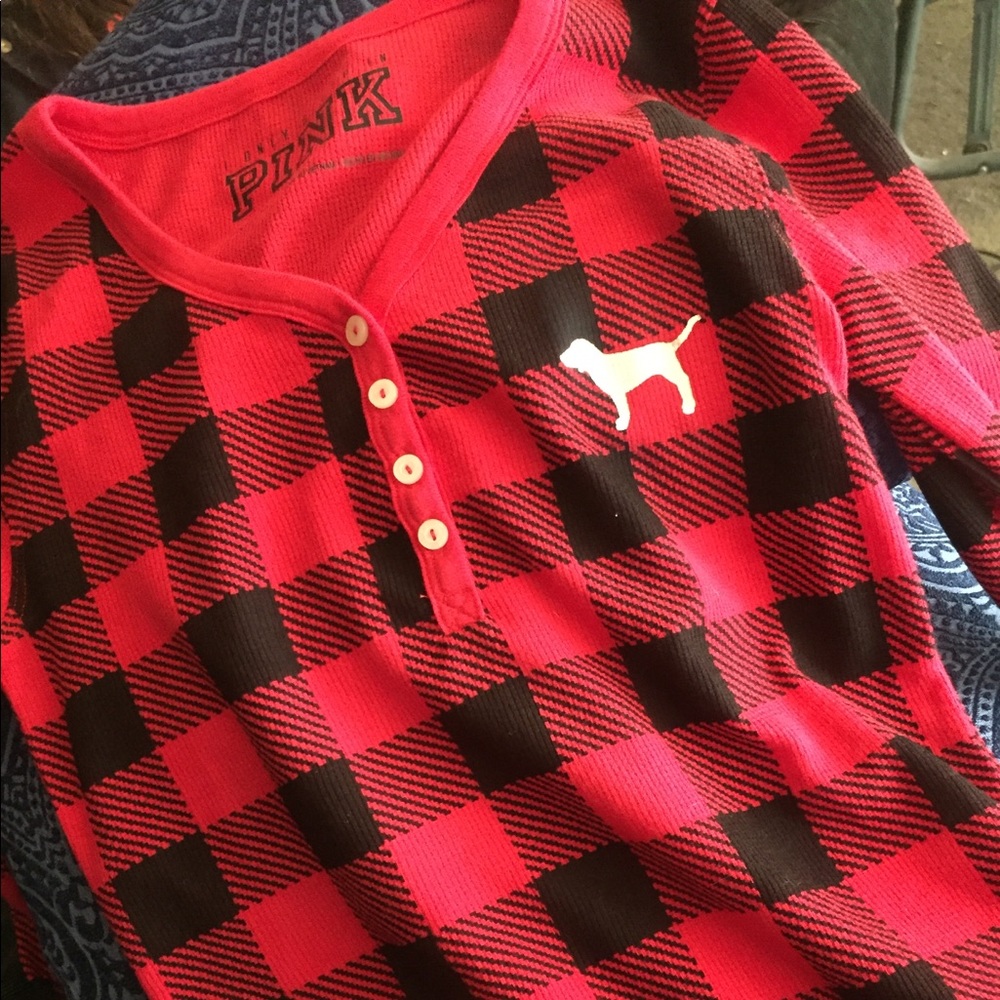 PINK buffalo plaid top